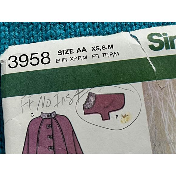 McCalls 3958 pattern capelet jacket matching dog vest coat Size XS S M - Picture 2 of 5